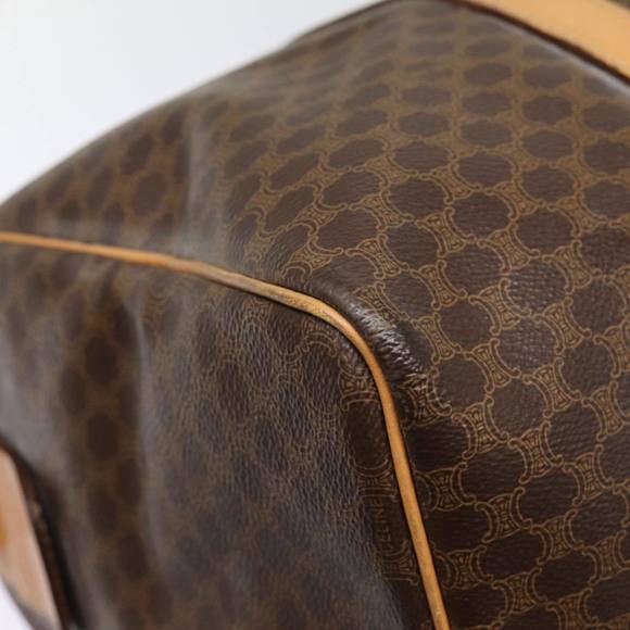 CELINE Macadam Canvas Boston Bag PVC Leather Brown Auth yk14397 - Picture 9 of 16